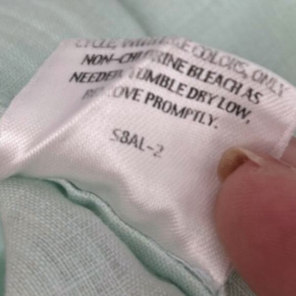 Eileen Fisher 100% Irish Linen Mandarin Collar Shirt Women's Small Mint Green - Picture 5 of 5